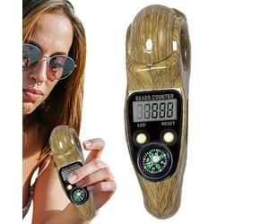 Contador digital rotatorio de cuentas de oración | Contador electrónico de dedo Contador ligero Perl Contador giratorio digital con brújula, meditación