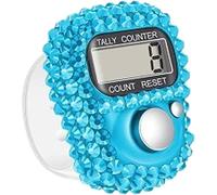 Contador electrónico de dedos azul, contador de clicker de dedos, pantalla digital portátil, mini contador de vueltas reajustable para artículos de golf, conteo de vueltas, accesorios de punto de