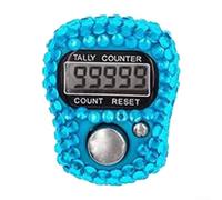 Contador electrónico de dedos con diamantes de imitación, botón mecánico, ajuste ajustable, cuenta 0-9999, tamaño compacto sin batería, portátil para inventario de cuentos, deportes, manualidades