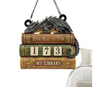 Contador Libros Dragón - 20cm Lecturas del Año | Reto Lectura Madera Decoración Estantería | Regalo Amantes Libros