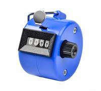 Contador manual mecánico para seguimiento de flujo de personas, contador de conteo de plástico de 4 dígitos con diseño ergonómico, portátil y ligero, amarillo o blanco (azul)
