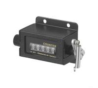 Contador mecánico de 5 dígitos con diseño de espejo de cristal para aplicaciones de conteo industrial, modelo TAK-602 reiniciable, negro (55 x 33 mm)