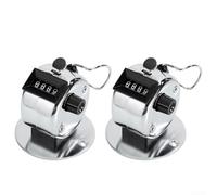 Contador mecánico manual de cuatro dígitos en acero inoxidable plateado para contar tareas que requieren precisión y durabilidad hasta 9999 (metal grueso)