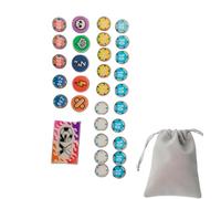 Contadores de daños y estado para juego de cartas intercambiables, juego de 31 piezas con valores 10, 30, 50, 100, 200, 3 mm de grosor, incluye bolsa de almacenamiento