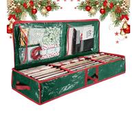Container - Wrapping Paper Storage Organizer, Flexible Partitions Christmas Rolls Holder, Accessory Tote for Living Room Bedroom Closet Use, Ribbons Bows Supply, Multi Color