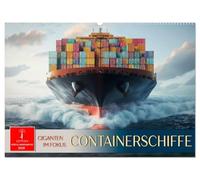 Containerschiffe - Giganten im Fokus (Wandkalender 2026 DIN A2 quer), CALVENDO Monatskalender: Seefracht-Giganten der Meere in Szene gesetzt.
