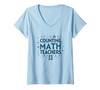 Contando Maestros de Matemáticas Apreciación Símbolos matemáticos Camiseta Cuello V, Mujer, Azul Bebé, XL