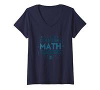 Contando Maestros de Matemáticas Apreciación Símbolos matemáticos Camiseta Cuello V, Mujer, Azul Marino, XL