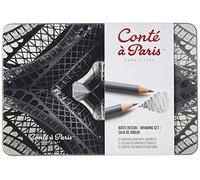 Conté à Paris - Lápices con mina de grafito, 12 unidades, en caja metálica, color negro