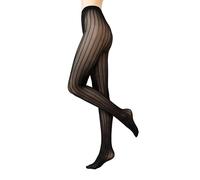 Conte elegant Lacy Line 30 den Pantys de Rejilla para Mujer con Rayas Verticales Diseño Calado Fino Elástico con Puente de Algodón Moda Efecto Estilizador, Negro, 2