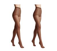 Conte elegant Pack de 2 pantis de mujer resistentes semimate - pantis de mujer finos con bragas marcadas - liso SOLO 20 color Moca talla 5