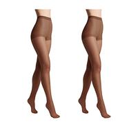 Conte elegant Pack de 2 pantis de mujer resistentes semimate - pantis de mujer finos con bragas marcadas - liso SOLO 20 color Moca talla 3