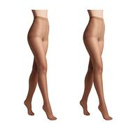 Conte elegant Pack de 2 pantis de mujer resistentes semimate - pantis de mujer finos con bragas marcadas - liso SOLO 20 color marrón talla 2