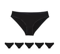 Conte elegant Pack de 5 Braguitas de algodón de Mujer Transpirables con Banda elástica - Braguitas de Cintura Ropa Interior Hipster - LB 2001 Negro Talla 94