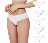 Conte elegant Pack de 5 Braguitas de algodón Mujer Transpirables con elástico - Braguita Cintura Hipster Underwear - LB 2001 Blanco Talla 106