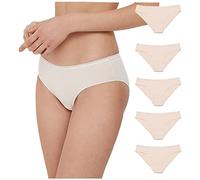 Conte elegant Pack de 5 Braguitas de algodón Mujer Transpirables con elástico - Braguita Cintura Hipster Underwear - LB 2001 Colores Naturales Talla 90