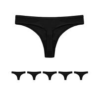 Conte elegant Tanga de algodón para Mujer Paquete de 5 Transpirable con Banda elástica - Ropa Interior Tanga Slip Calzoncillos - LST 2000 Negro Talla 106
