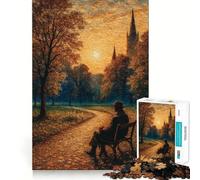 Contemplación en un Banco del Parque al Atardecer 1000 Piezas Rompecabezas para Adultos Regalo Juego Mental Juguete para Compartir Momentos Especiales Corte preciso Sorpresa de cumpleaños (38x26cm)