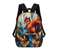 Contemporary Cubist Take on Dürers Squirrel Study - Modern Wildlife Wall Art Mochilas Para Niños Y Estudiantes, Mochilas Escolares Impresas En 3D, Mochilas Para Estudiantes De Primaria Y Secundaria, M