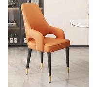 Contemporary Dining Chair Set of 4 Leather Upholstered Kitchen Chairs with Backrest, Armrests and Metal Legs, Casual Corner Chair for Living Room, Bedroom and Office, JYLSSKUK, Orange, 2 pieces