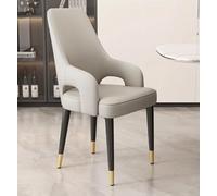Contemporary Dining Chair Set of 4 Leather Upholstered Kitchen Chairs with Backrest, Armrests and Metal Legs, Casual Corner Chair for Living Room, Bedroom and Office, JYLSSKUK, Light Gray, 2 piece