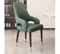 Contemporary Dining Chair Set of 4 Leather Upholstered Kitchen Chairs with Backrest, Armrests and Metal Legs, Casual Corner Chair for Living Room, Bedroom and Office, JYLSSKUK, Green, 2 pieces