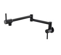 Contemporary Kitchen Pot Filler Faucet Wall Mounted Dual Handle Brushed Black Brass Sink Tap for Kitchens & Stylish