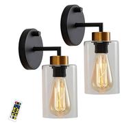 Contemporary Minimalist Wall Lamp Wall Sconces Industrial Retro Wall Light Metal Bracket Wall Light with Cylindrical E27 Simple Glass Shade Wall Sconce for Bedroom Living Room Dining Room (S