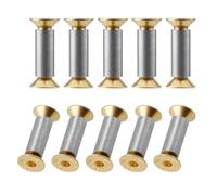 Contencinty Paquete de 10 tornillos de mango de cuchillo, remaches, tornillos, tornillos planos hexagonales dorados, tornillos para hacer cuchillos