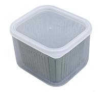 Contenedor apilable de almacenamiento para refrigerador con cesta coladora de patas altas, tapa hermética, conservación de alimentos, drenaje eficiente, verduras, frutas, carne, aperitivos, apto para