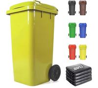 Contenedor Basura Exterior Ruedas 18/22/27/53 Galones Con Tapa 100 Bolsas Grande Garaje Ideal Patios Cocinas Entretenimiento Aire Libre(Yellow,27 Gallon)