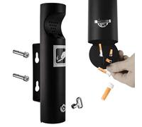 Contenedor comercial para colillas de cigarrillos, cenicero montado en la pared con cerradura para uso en exteriores, diseño de ahorro de espacio para pub/bar/oficina/restaurante, 11.2 x 2.4 pulgadas