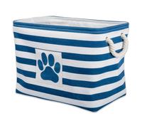 Contenedor con parches de patas a rayas de la colecci n Bone Dry Pet Storage, rect ngulo grande, azul marino
