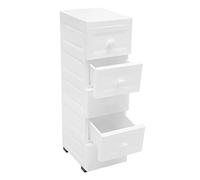 Contenedor con ruedas con 5 cajones, de plástico, carro con ruedas, armario con ruedas con cajones, color blanco, cajonera, 25 x 34 x 82 cm