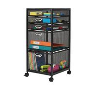 Contenedor con Ruedas Relaxdays, 5 cajones, diseño de Malla, (Al x An x Pr) 59 x 27,5 x 35 cm, para Escritorio, Negro