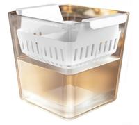 Contenedor cuadrado de plástico de 10 cm, maceta transparente, cesta de plantación de 4 agujeros, para frutas, verduras, plantas, suculentas, para interiores y exteriores (A)