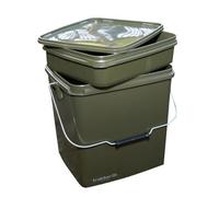 Contenedor Cuadrado Oliva De 13 Ltr Con Bandeja / Pesca De Carpas