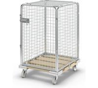 Contenedor de acero antirrobo con tablero rodante de madera altura útil 1020 mm