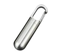 Contenedor de Acero Inoxidable para Cápsulas de Café, PortaCápsulas Portátil con Diseño Hermético e Impermeable para Viajes, Llavero con Hebilla - Tamaño Pequeño