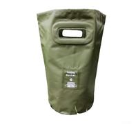 Contenedor de agua plegable resistente para acampar al aire libre, pesca, picnic, viajes, lavado de coche y limpieza del hogar con borde de PVC reforzado (15 L, verde)