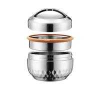 Contenedor de alimentos con aislamiento de doble pared, tarro de almuerzo de acero inoxidable a prueba de fugas, termo de comida de doble compartimento de 1/1,3 L, portador de comida portátil, platead