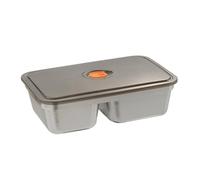 Contenedor de alimentos de metal - de dos secciones, organizador de acero reutilizable, recipiente con cierre seguro | Solución compacta para envasado nutricional y almacenamiento duradero