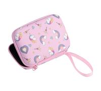 Contenedor de almacenamiento cuadrado con diseño de dibujos animados, carcasa flexible, divisores internos de malla para dispositivos, cosméticos, herramientas, cámara, bolsa de almacenamiento