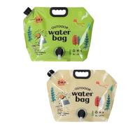 Contenedor de Almacenamiento de Agua, Botella de Agua Plegable de 8 litros, contenedor de Agua de Grado alimenticio sin BPA con Grifo, Bolsa de Agua de Emergencia Plegable portá Light Yellow 2 Piezas