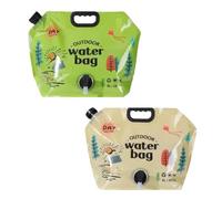 Contenedor de Almacenamiento de Agua para Camping, Bolsa de Agua portátil de 8 litros con Grifo, contenedor de Almacenamiento de Agua portátil para Senderismo, Viajes y Camping al Aire Verde 2 Piezas