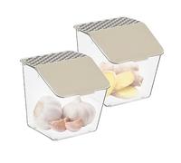 Contenedor de almacenamiento de ajo, contenedor de ajo con tapa, 2 piezas, montado en la pared, transparente, impermeable, a prueba de polvo, jengibre, cebolla verde, pimienta, chile, caja de almacen