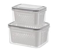 Contenedor De Almacenamiento De Alimentos: Recipientes De Almacenamiento De Frutas Para Refrigerador, 2 Piezas Caja Apilable Hermética, Espacio De Almacenmiento De Congelador Que Ahorra Espacio Con R