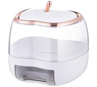 Contenedor de almacenamiento de arroz hermético con bloqueo de humedad con protección contra plagas, gran capacidad, 20 libras, cuerpo de PET transparente con un solo toque, diseño en forma de fruta