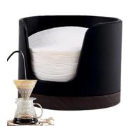 Contenedor de almacenamiento de filtro de café | Filtros de papel de pantalla de disco , contenedor portátil a prueba de polvo con tapa, estilo vintage de madera para espresso