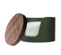 Contenedor de almacenamiento de filtro de café, soporte para filtro de papel espresso, diseño de aluminio y nogal negro, tapa a prueba de polvo, dispensador portátil para cafetería, encimera